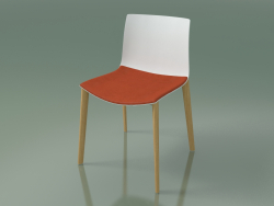 Stuhl 0308 (4 Holzbeine, mit einem Kissen auf dem Sitz, natürliche Eiche, Polypropylen PO00101)