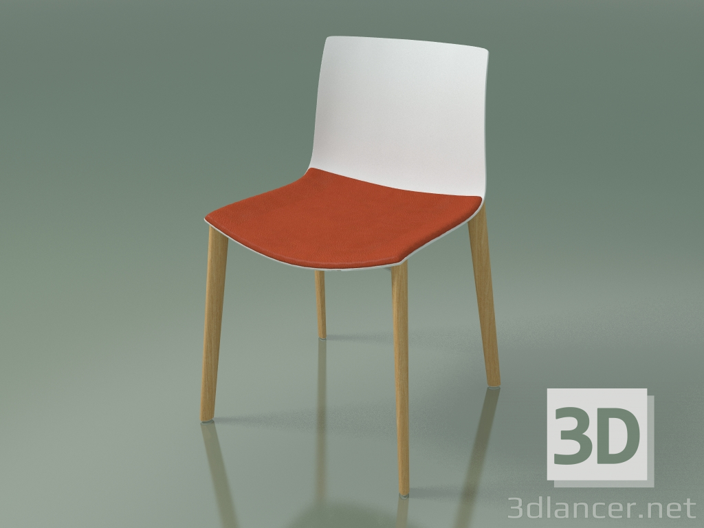 modello 3D Sedia 0308 (4 gambe in legno, con cuscino sul sedile, rovere naturale, polipropilene PO00101) - anteprima