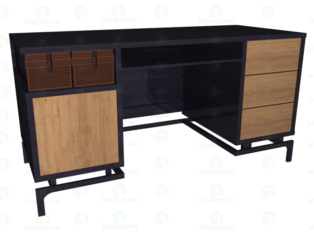 modèle 3D Bureau (tiroirs wenge) - preview