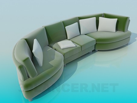 3D modeli Yarım silindirik kanepe - önizleme