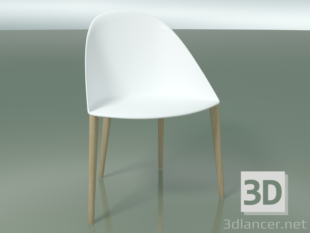 modèle 3D Chaise 2204 (4 pieds en bois, polypropylène PC00001, chêne blanchi) - preview