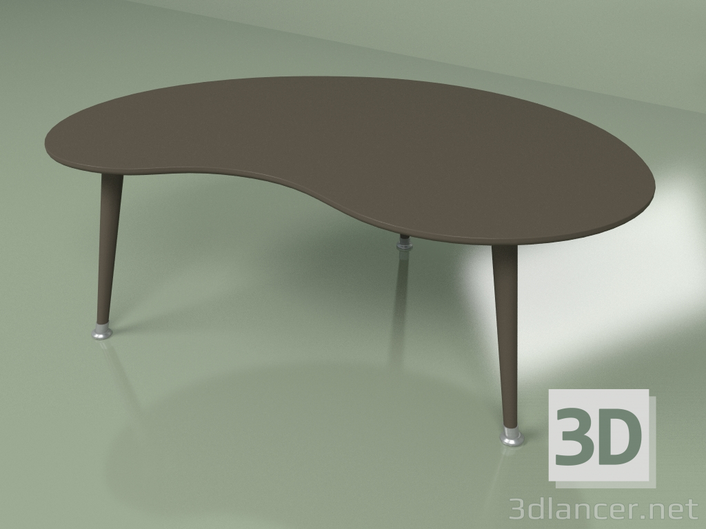 modèle 3D Table basse Kidney monochrome (marron foncé) - preview