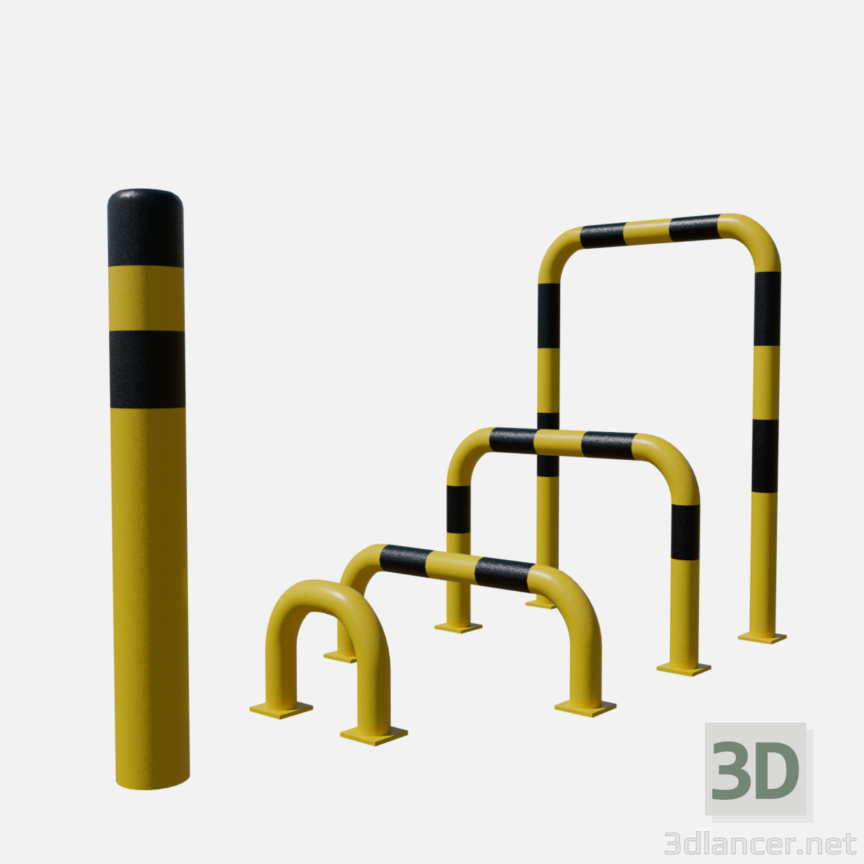 modello 3D di Raccolta barriere stradali comprare - rendering