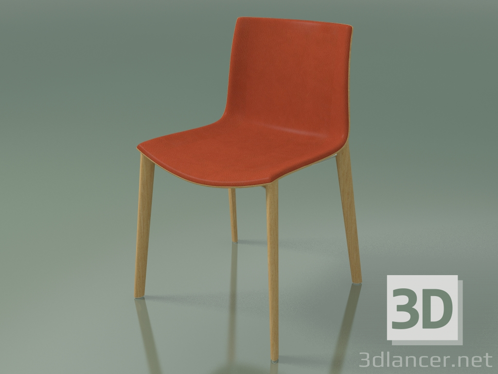 3d model Chair 0329 (4 wooden legs, with upholstery in the front, natural oak) - preview