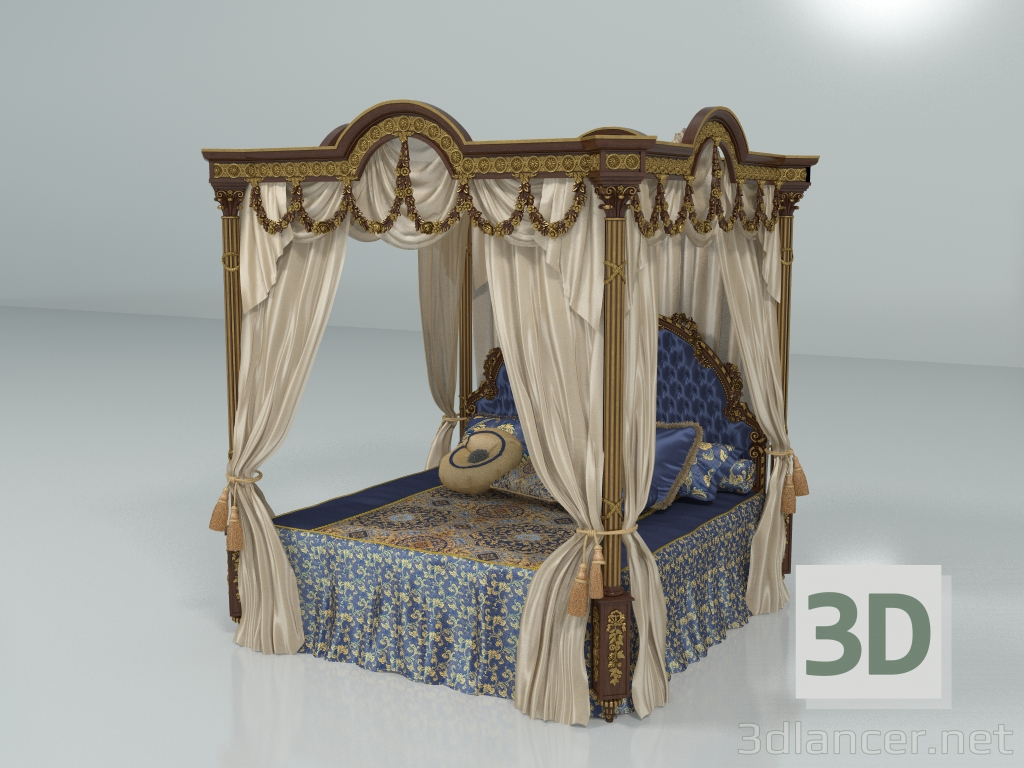 3D modeli Çift kişilik cibinlikli yatak (art. F19 I) - önizleme