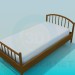 3d модель Односпальная кровать с деревянными быльцами – превью