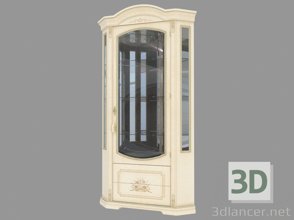 modello 3D Vetrina ad angolo porta singola (883х2165х516) - anteprima