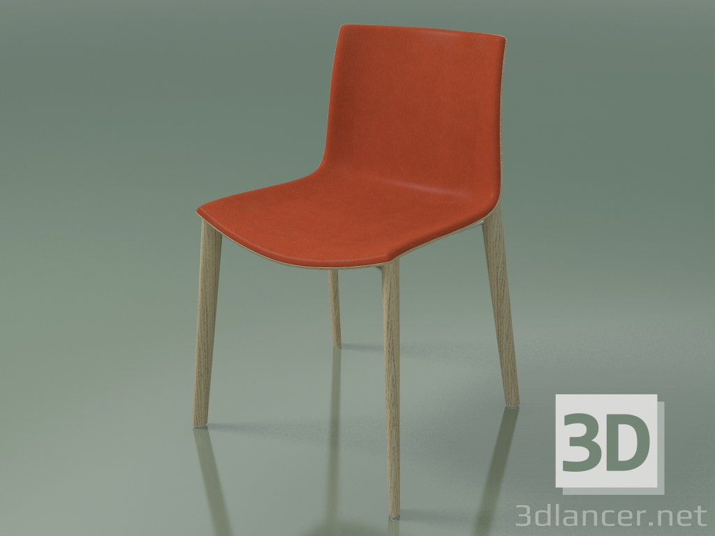modèle 3D Chaise 0329 (4 pieds en bois, avec rembourrage à l'avant, chêne blanchi) - preview
