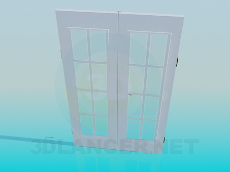 3d model Double door with glass - preview 3d model Double door with glass - preview