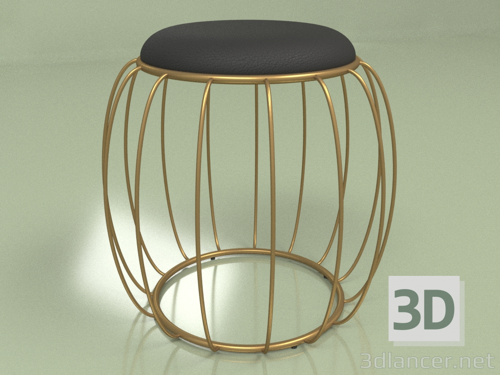 3D Modell Pouffe Barrel (schwarz, bronze) - Vorschau