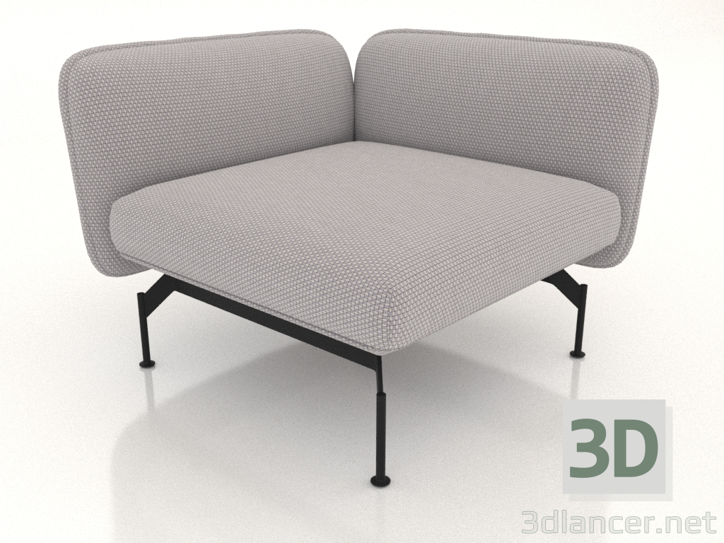 3d model 1-seater sofa module with an armrest on the right - preview