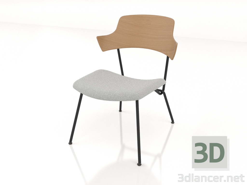 3D Modell Niedriger Stuhl Strain mit Armlehnen und weichem Sitz h77 - Vorschau