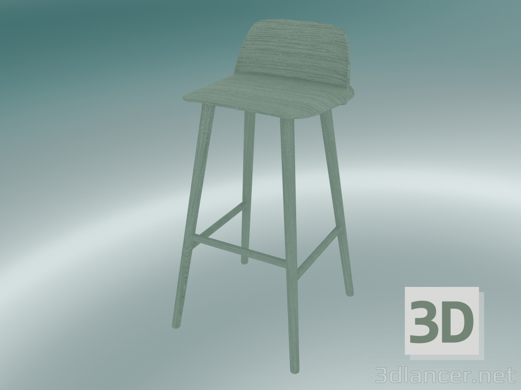 modello 3D Sgabello da bar Nerd (75 cm, petrolio) - anteprima