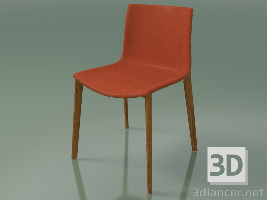 3D Modell Stuhl 0329 (4 Holzbeine, mit Frontverkleidung, Teak-Effekt) - Vorschau