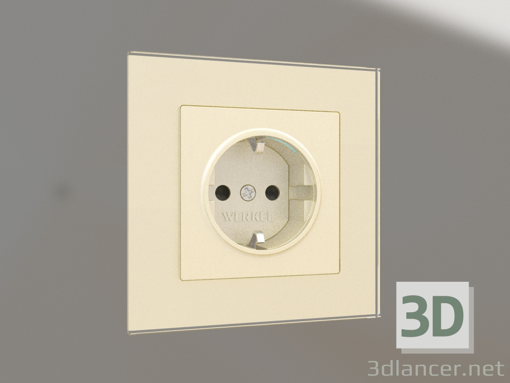 3d model Socket with grounding, shutters and lighting (champagne corrugated) - preview