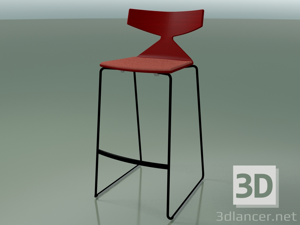 3D Modell Stapelbarer Barhocker 3713 (mit Kissen, Rot, V39) - Vorschau