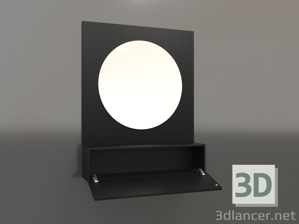 3D Modell Spiegel (mit offener Schublade) ZL 15 (802x200x1000, Holz schwarz) - Vorschau