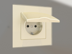 Socket with moisture protection, with grounding, with a protective cover and shutters (corrugated ch
