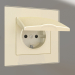 3d model Socket with moisture protection, with grounding, with a protective cover and shutters (corrugated ch - preview