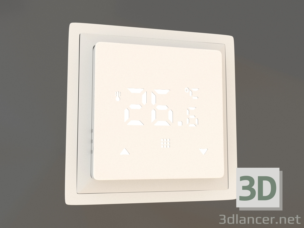 Modelo 3d Termostato com sensor de piso (programável, 16 A, vidro branco, branco fosco, DTEF16W) R98 - preview