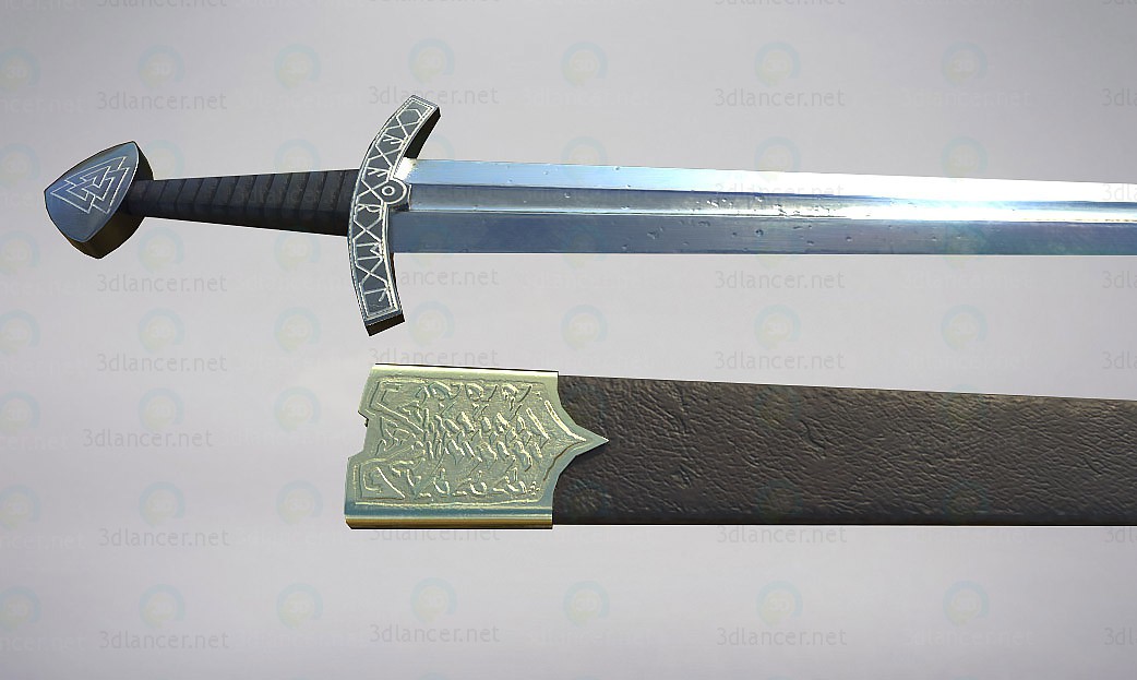 3d model Slavian lowpoly de espada - vista previa