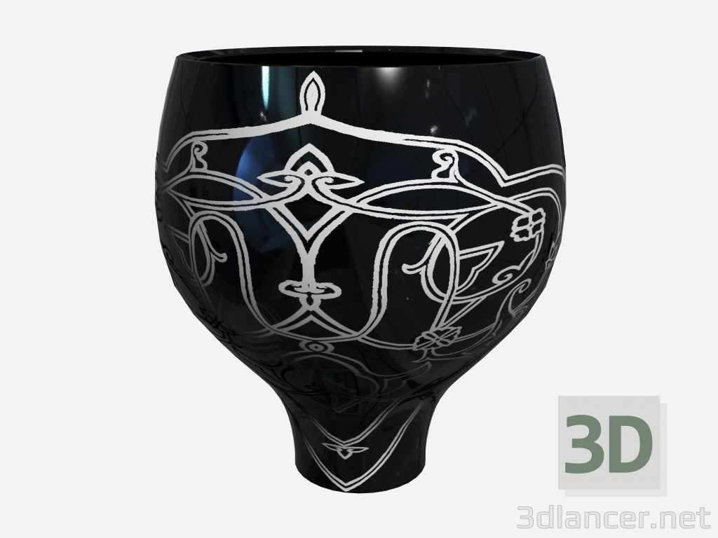 modello 3D Nero ceramica Terra stretta vaso con mopearl - anteprima