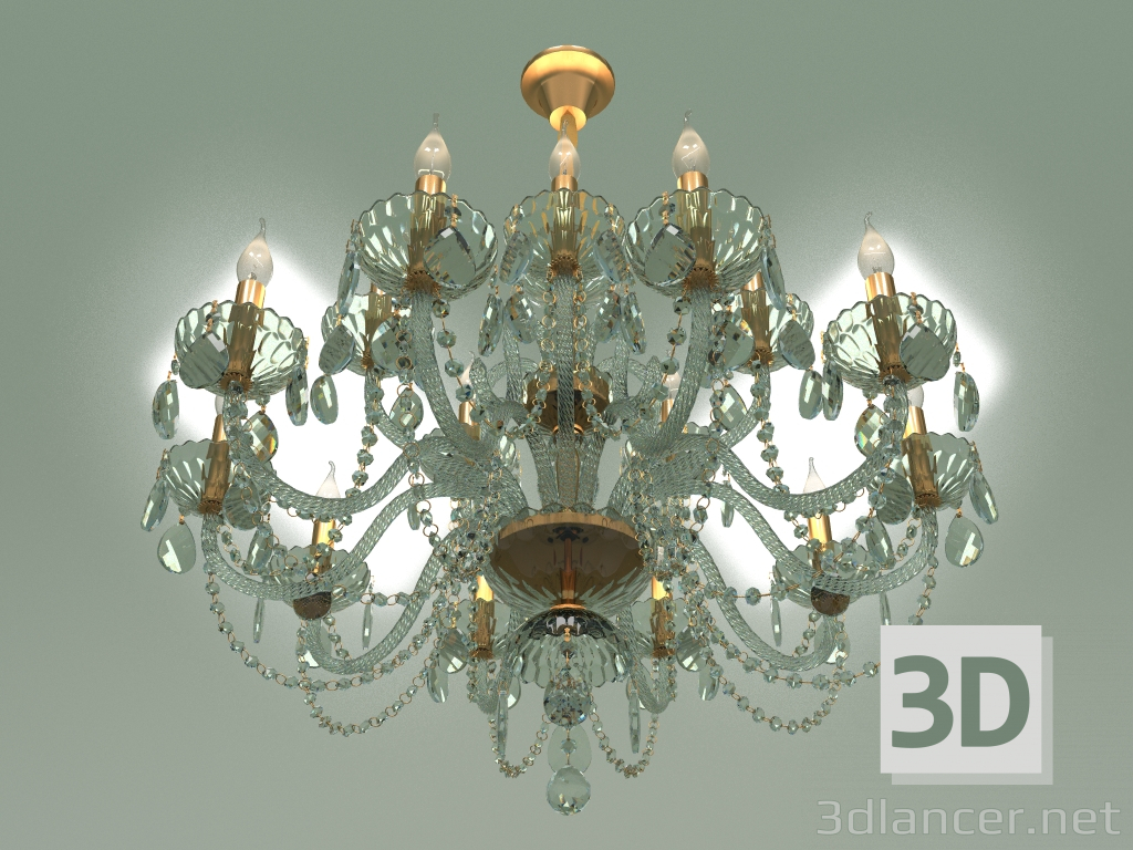 3d model Pendant chandelier 10097-15 (gold-tinted crystal) - preview