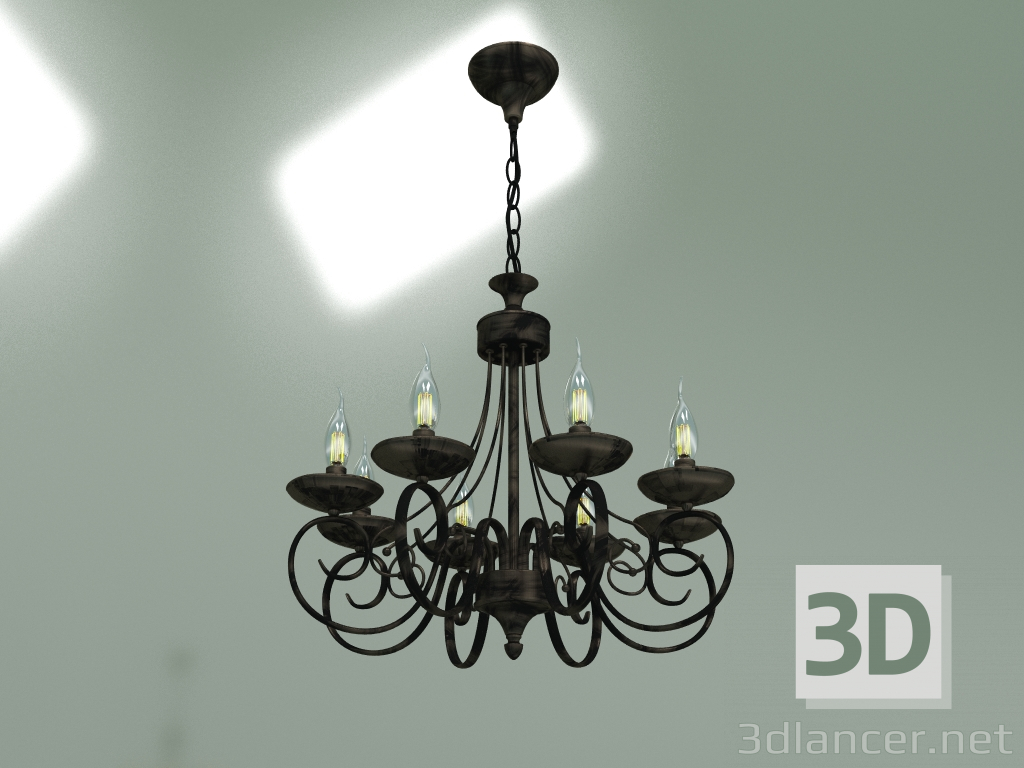 3d model Hanging chandelier 22404-8 (black with gold) - preview