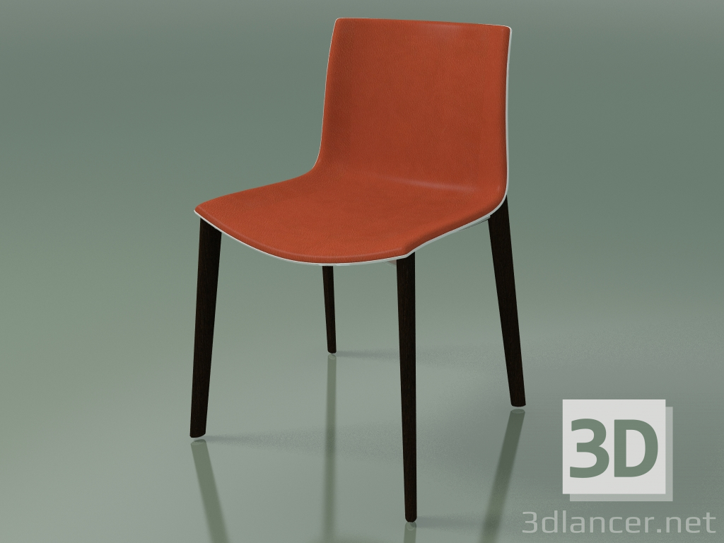 3D Modell Stuhl 0358 (4 Holzbeine, mit Frontverkleidung, Polypropylen PO00101, Wenge) - Vorschau