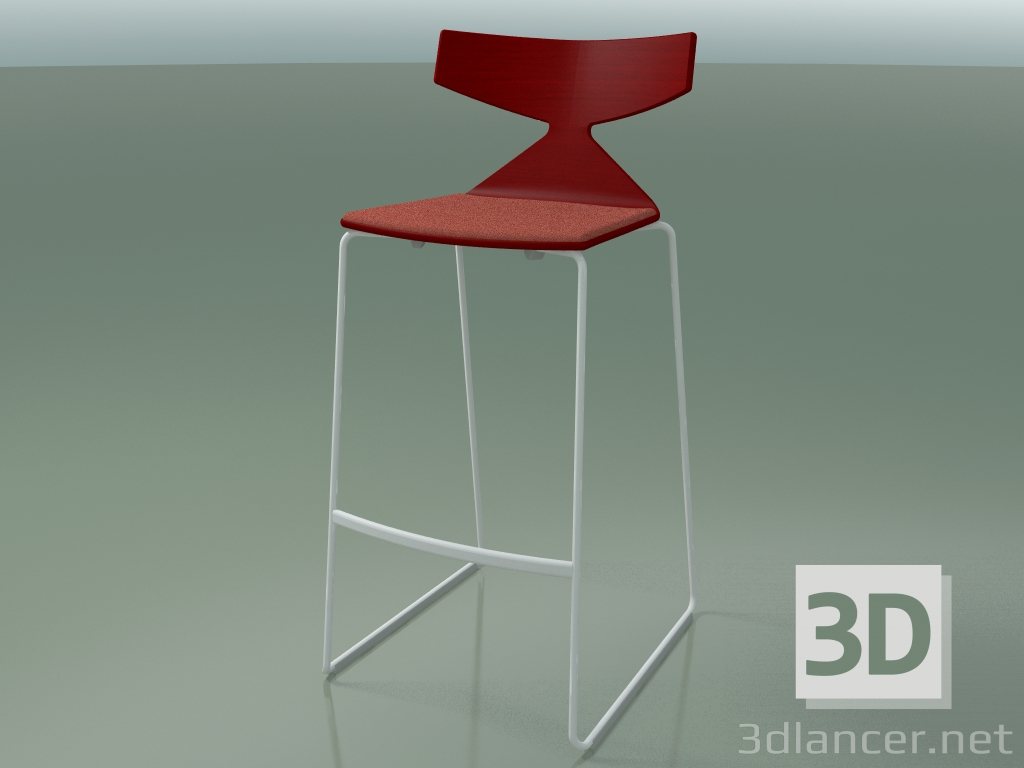 3D Modell Stapelbarer Barhocker 3713 (mit Kissen, Rot, V12) - Vorschau