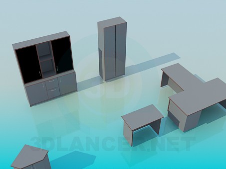 3d модель Комплект мебели для офиса – превью 3d модель Комплект мебели для офиса – превью
