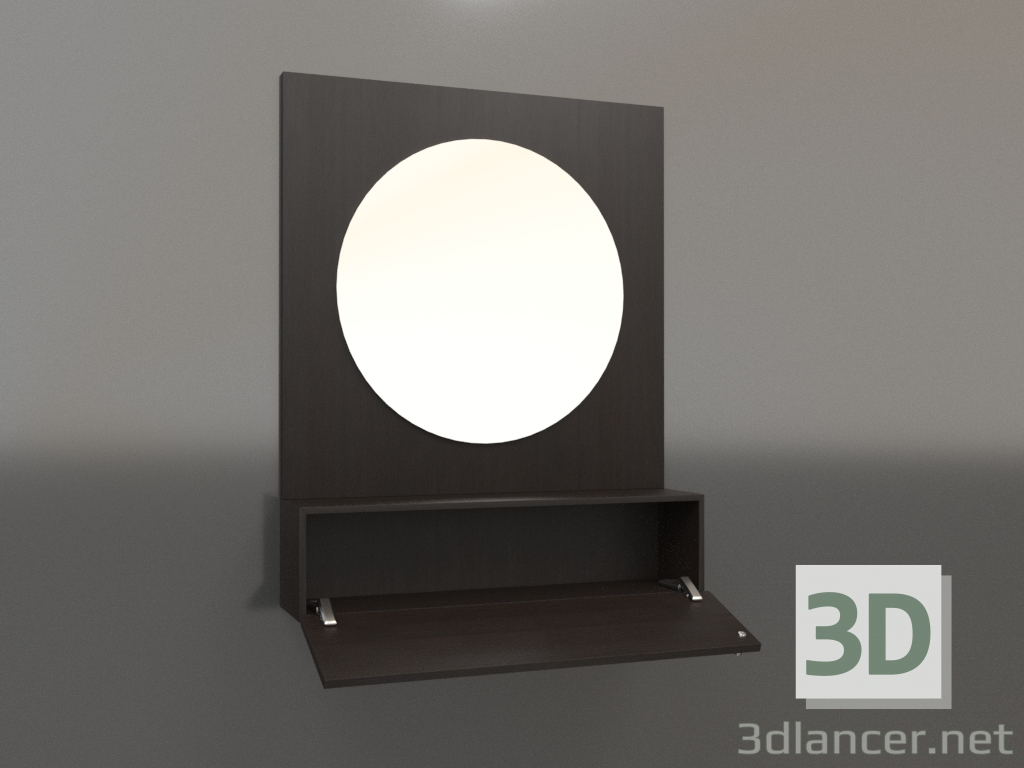 modello 3D Specchio (con cassetto a giorno) ZL 15 (802x200x1000, legno marrone scuro) - anteprima