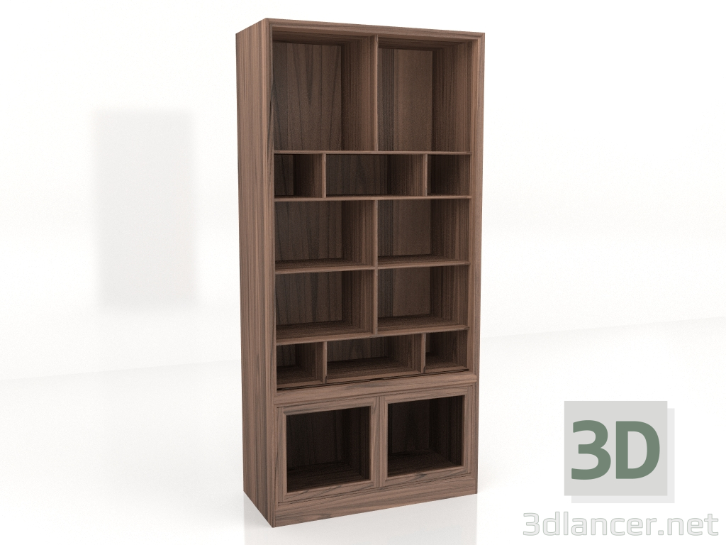 3d model Mueble biblioteca con puertas 100x46x210 - vista previa
