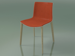 Stuhl 0358 (4 Holzbeine, mit Frontverkleidung, Polypropylen PO00101, gebleichte Eiche)