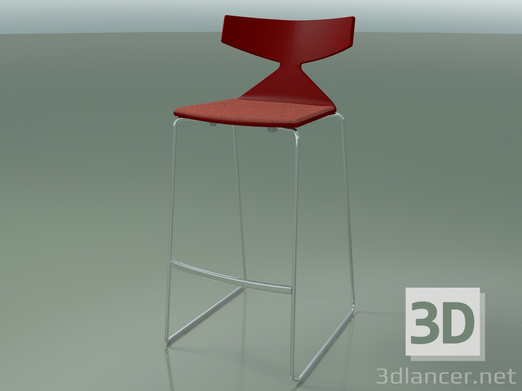 3D modeli İstiflenebilir Bar Taburesi 3713 (minderli, Kırmızı, CRO) - önizleme