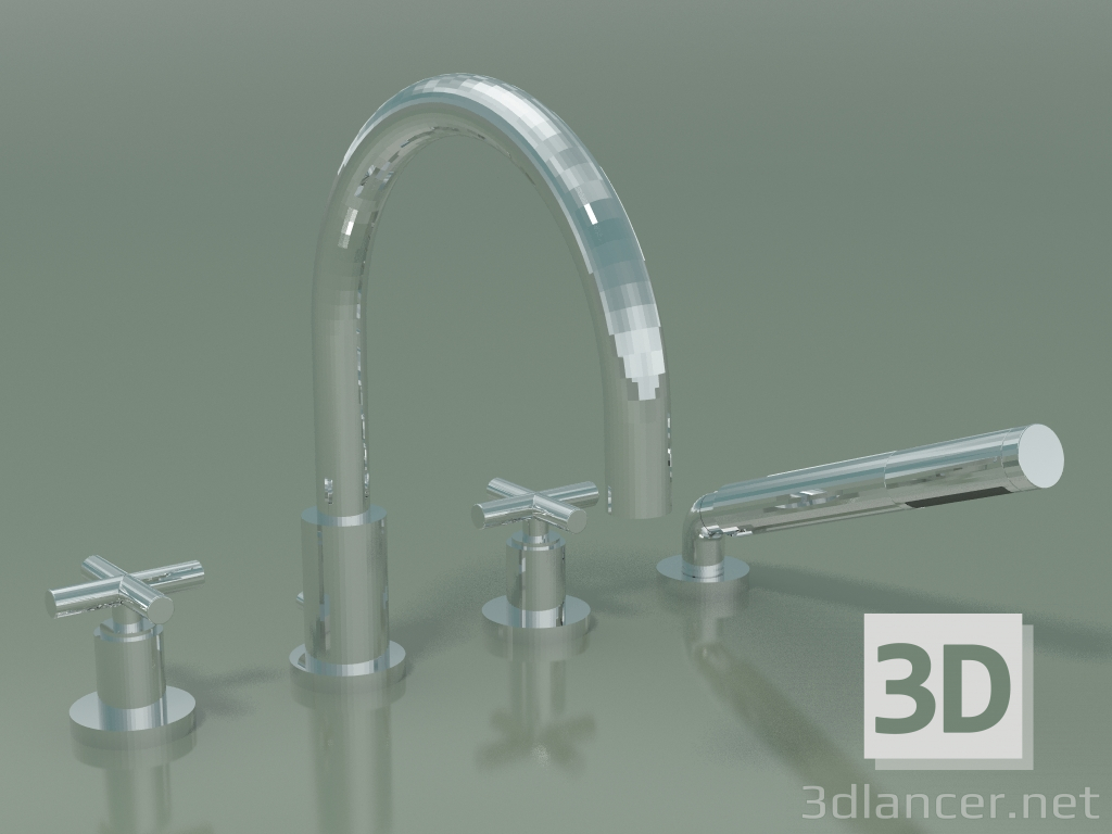 Modelo 3d Conjunto de duche para banheira, para instalação lateral (27 512 892-00) - preview