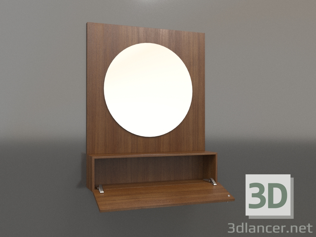 3D Modell Spiegel (mit offener Schublade) ZL 15 (802x200x1000, Holzbraun hell) - Vorschau