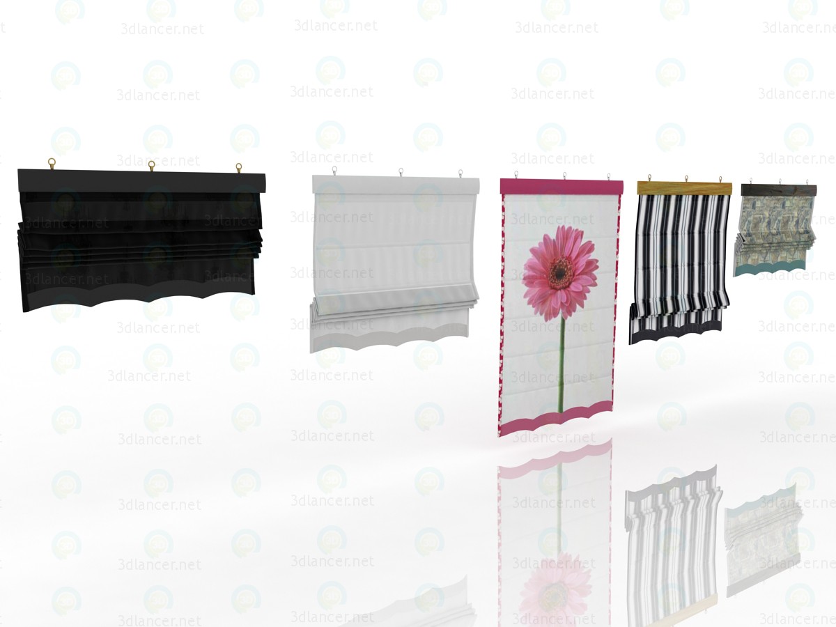 3d Five different Roman shades with five different shaders model buy - render 3d Five different Roman shades with five different shaders model buy - render