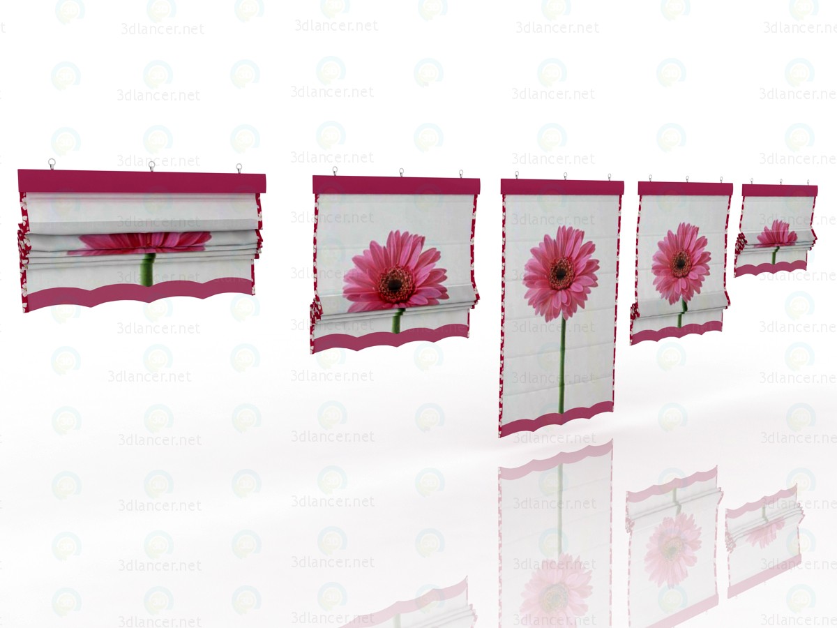 3d Five different Roman shades with five different shaders model buy - render 3d Five different Roman shades with five different shaders model buy - render