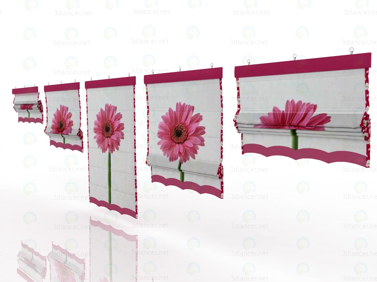 3d Five different Roman shades with five different shaders model buy - render 3d Five different Roman shades with five different shaders model buy - render