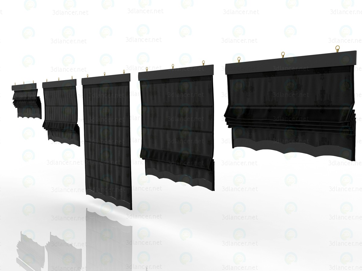 3d Five different Roman shades with five different shaders model buy - render 3d Five different Roman shades with five different shaders model buy - render