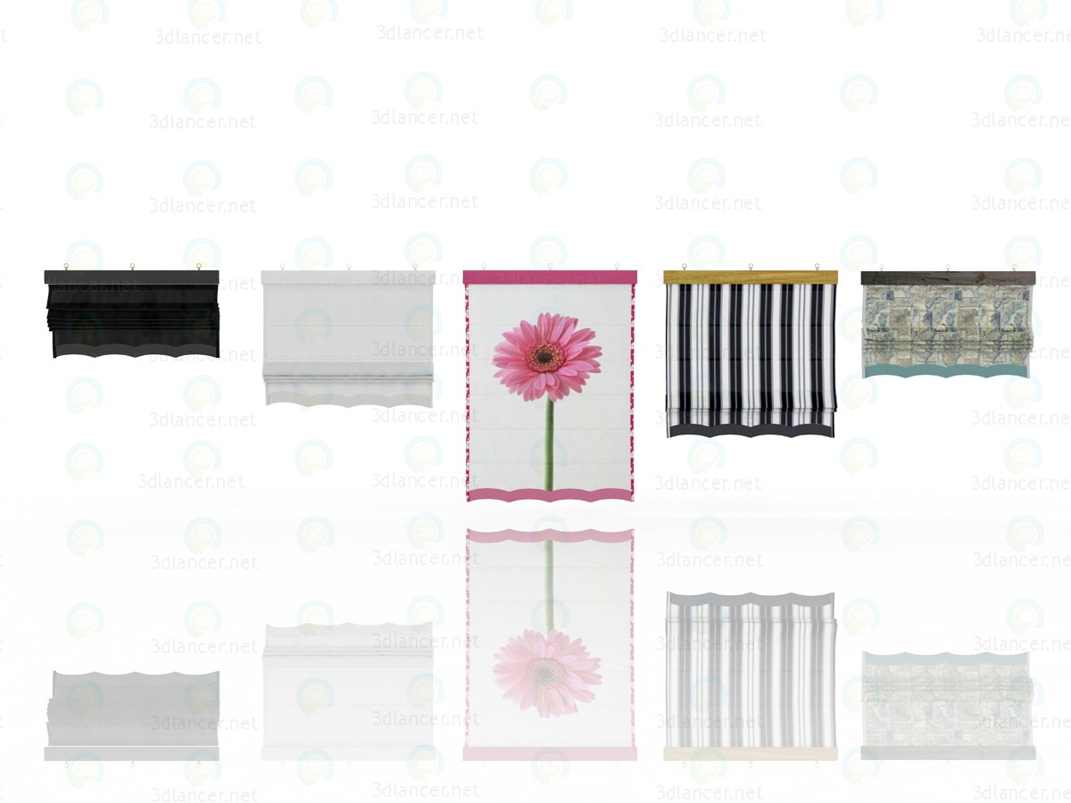 3d Five different Roman shades with five different shaders model buy - render 3d Five different Roman shades with five different shaders model buy - render