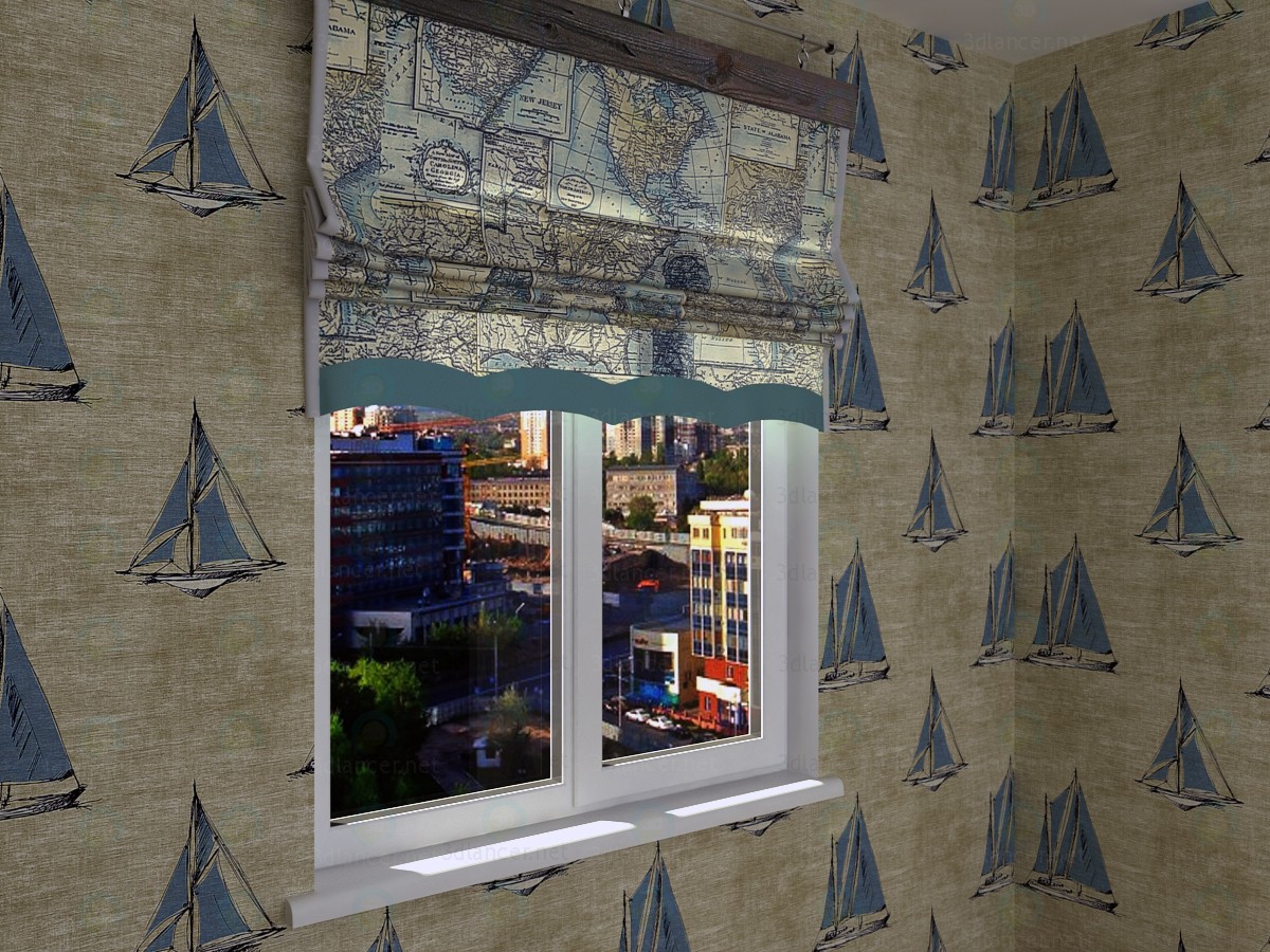 3d Five different Roman shades with five different shaders model buy - render 3d Five different Roman shades with five different shaders model buy - render
