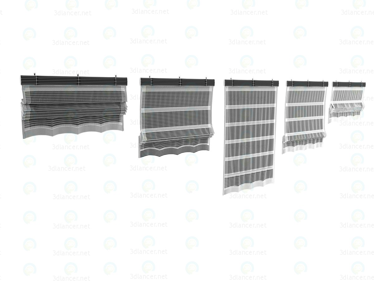 3d Five different Roman shades with five different shaders model buy - render 3d Five different Roman shades with five different shaders model buy - render