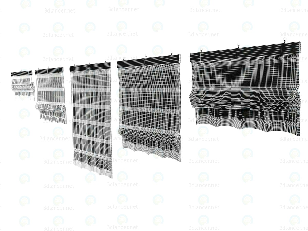 3d Five different Roman shades with five different shaders model buy - render 3d Five different Roman shades with five different shaders model buy - render