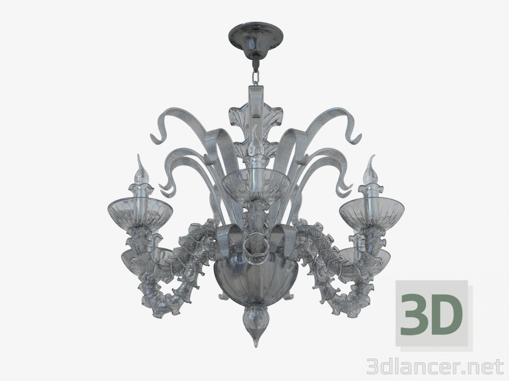 modello 3D vetro lampadario (S110188 6black) - anteprima