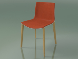 कुर्सी 0358 (4 लकड़ी के पैर, सामने ट्रिम के साथ, पॉलीप्रोपाइलीन PO00101, प्राकृतिक ओक)