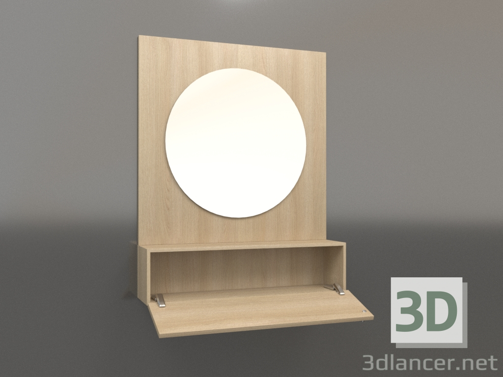 3D Modell Spiegel (mit offener Schublade) ZL 15 (802x200x1000, Holz weiß) - Vorschau