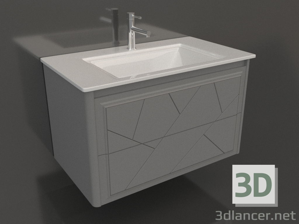 3d модель Тумба Луїджи 90 (сірий матовий, підвісна) – превью 3d модель Тумба Луїджи 90 (сірий матовий, підвісна) – превью