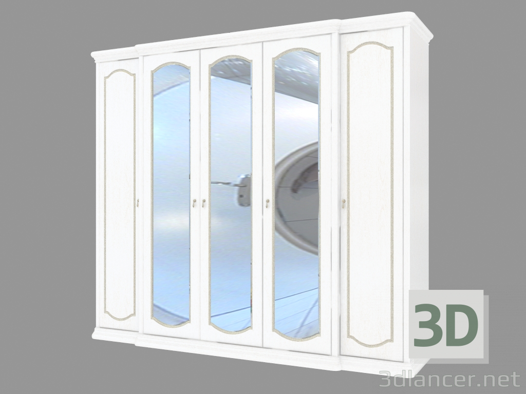 3d model 5 door wardrobe with mirrors (2643x2333x685) - preview